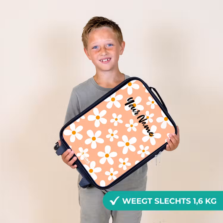Madeliefjesmania perzik Kinderkoffer - Zwart klein -sfeer4_NL