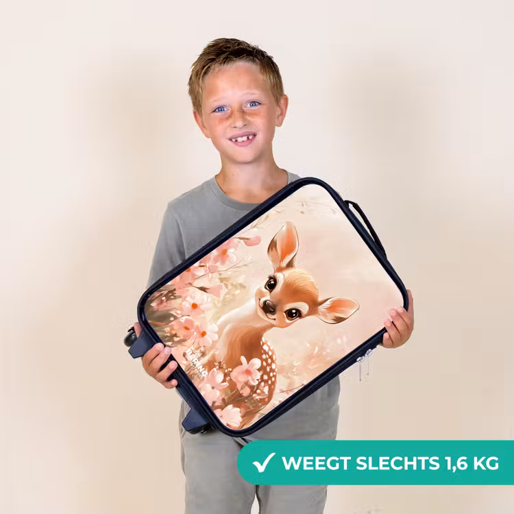 Hertje - Ogen - Stippen - Bloemen Kinderkoffer - Zwart klein -sfeer4_NL