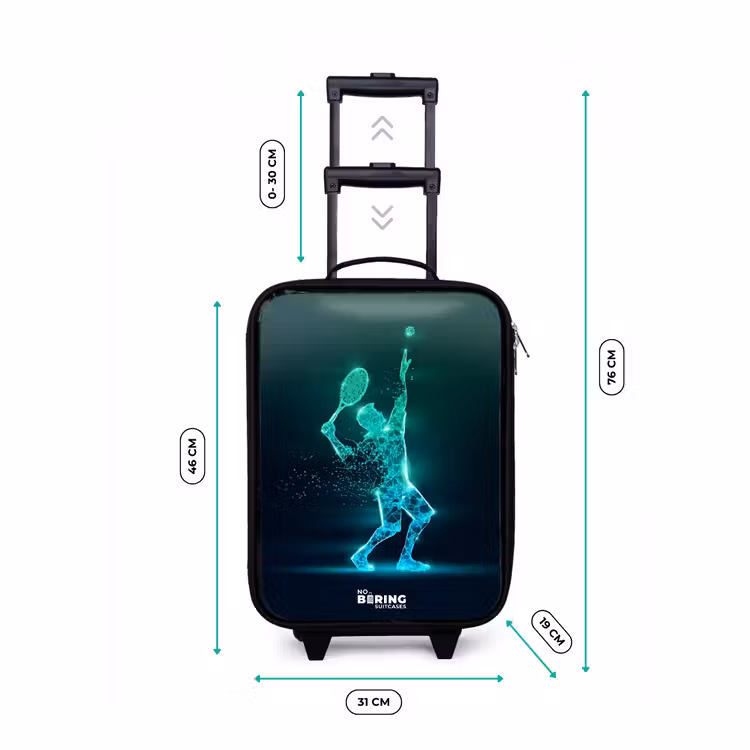 Digitale tennisspeler in futuristische stijl Kinderkoffer - Zwart klein -productfoto_formaten