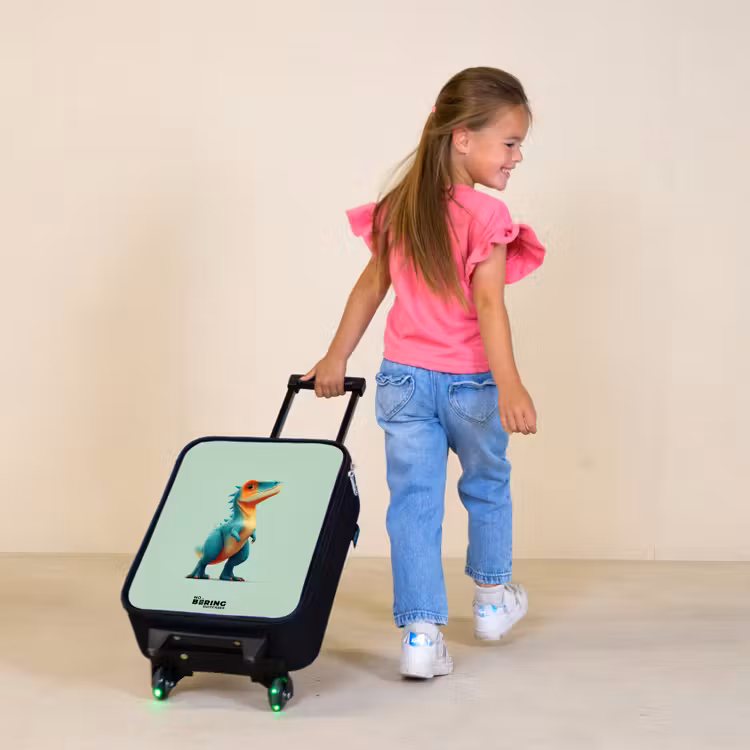 Dino - Dier - Groen - Oranje Kinderkoffer - Zwart klein -sfeer1