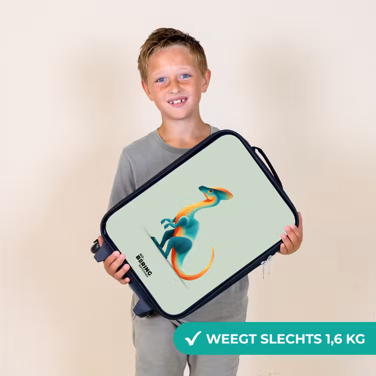 Dino - Blauw - Dier Kinderkoffer - Zwart klein -sfeer4_NL
