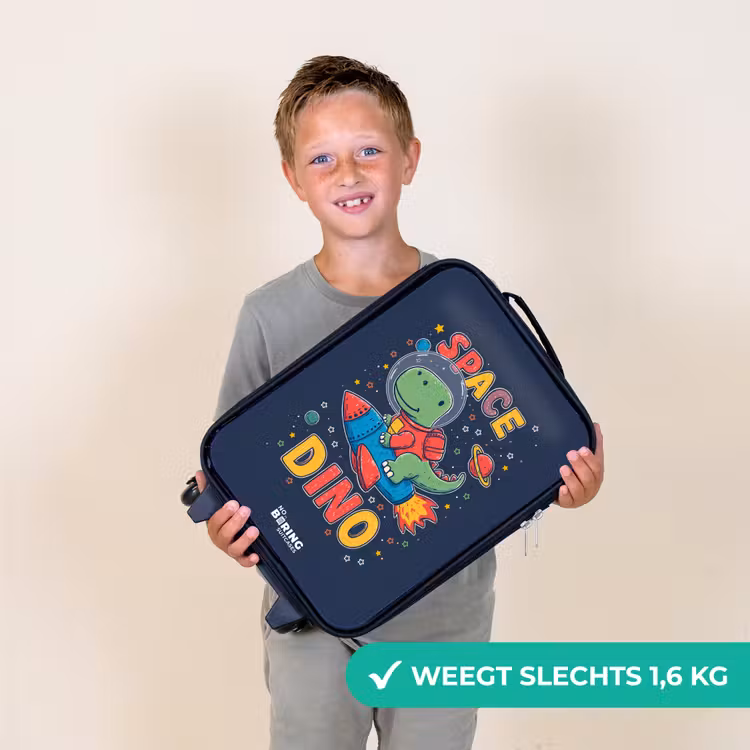 Dino - Groen - Raket - Sterren Kinderkoffer - Zwart klein -sfeer4_NL