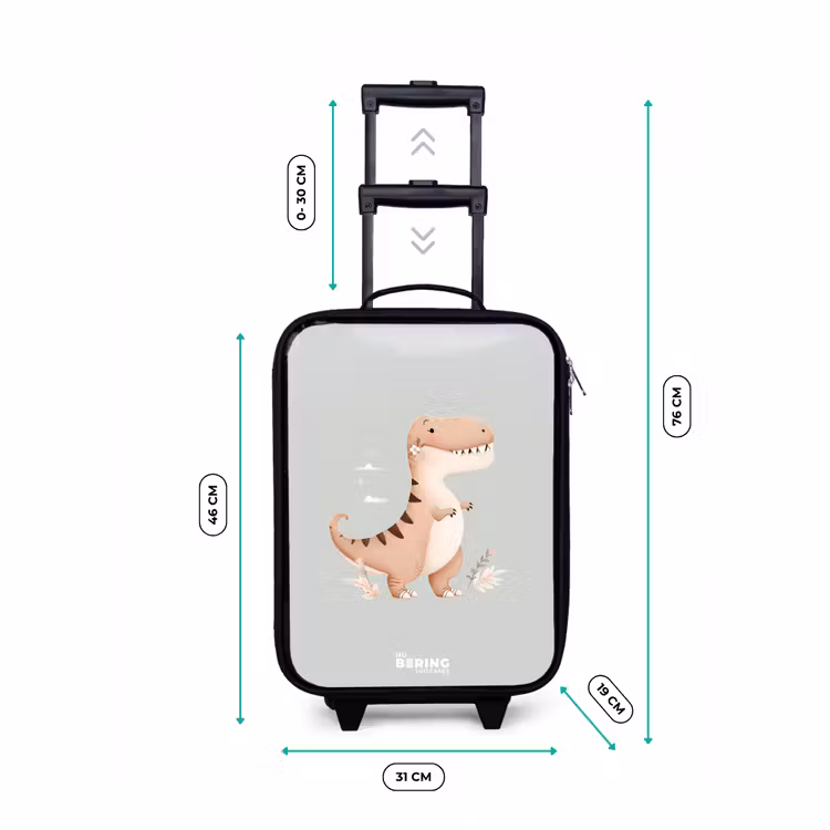 Dino in beige en grijze kleuren Kinderkoffer - Zwart klein -productfoto_formaten