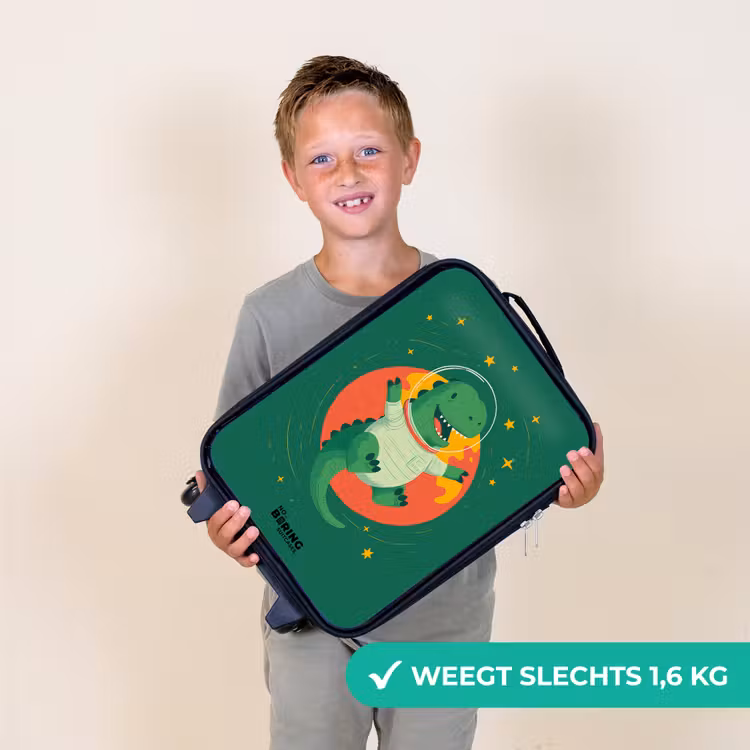 Dino - Planeet - Sterren - Groen Kinderkoffer - Zwart klein -sfeer4_NL