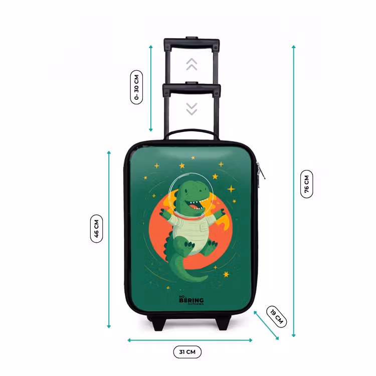 Dino - Planeet - Sterren - Groen Kinderkoffer - Zwart klein -productfoto_formaten