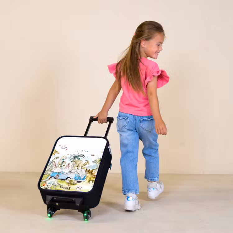 Dino safari Kinderkoffer - Zwart klein -sfeer1