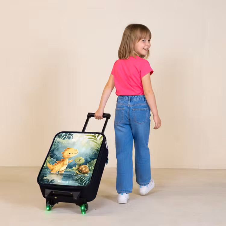 Dino - Schildpad - Jungle Kinderkoffer - Zwart klein -sfeer1