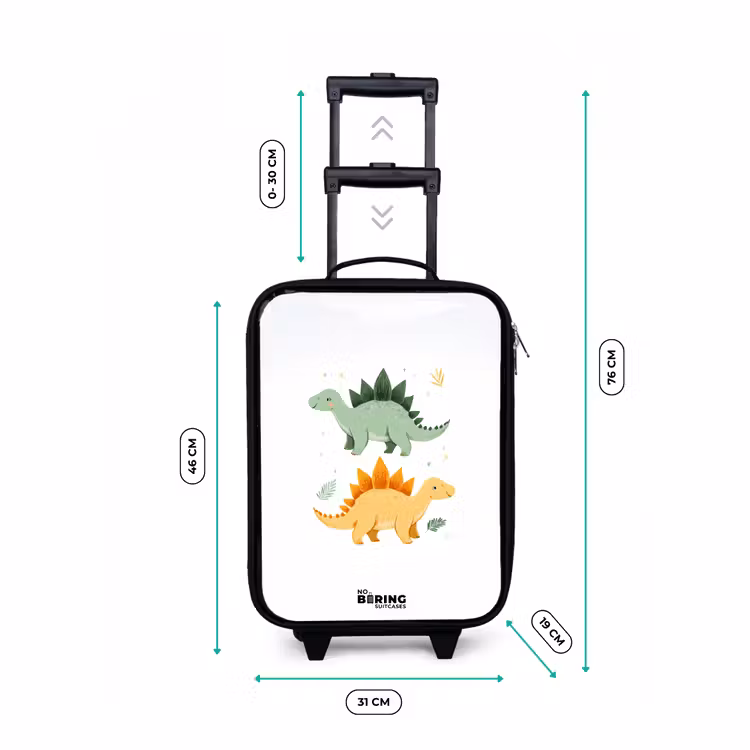 Dinos - Dieren - Groen - Oranje Kinderkoffer - Zwart klein -productfoto_formaten