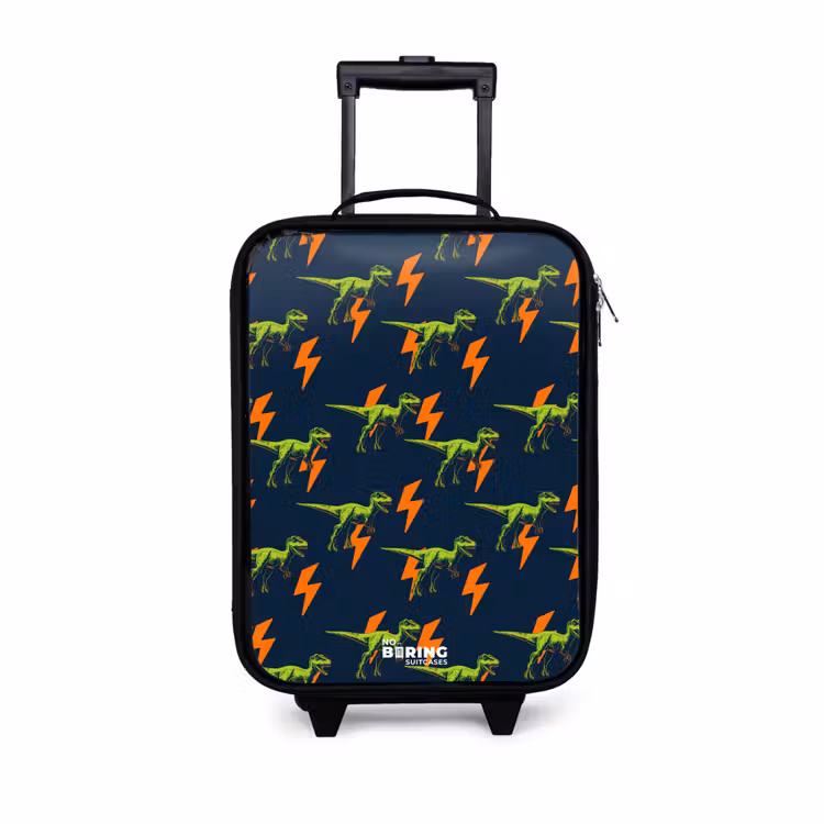 Dinos - Bliksem - Dieren - Blauw Kinderkoffer - Zwart klein -3d