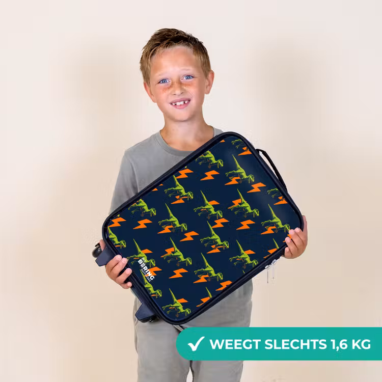 Dinos - Bliksem - Dieren - Blauw Kinderkoffer - Zwart klein -sfeer4_NL