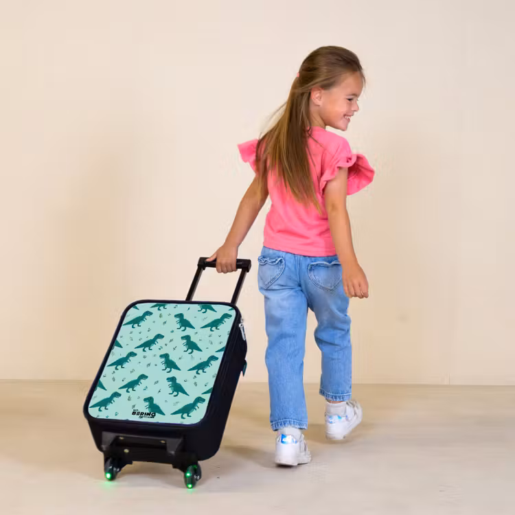 Dinos - Patroon - Groen Kinderkoffer - Zwart klein -sfeer1
