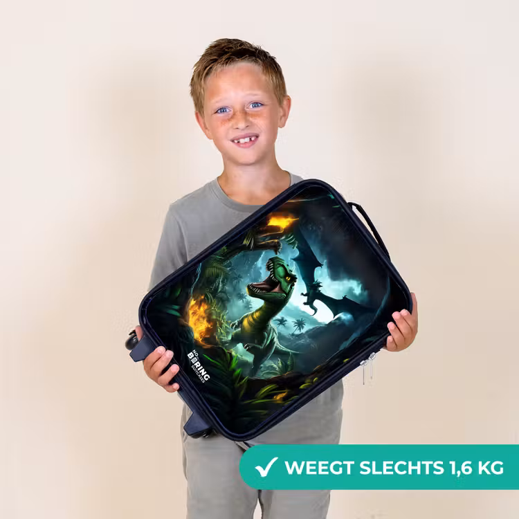 Dinosaurus en draak in vurige junglevallei Kinderkoffer - Zwart klein -sfeer4_NL