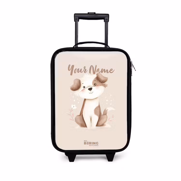 Hond in de kleuren bruin en beige Kinderkoffer - Zwart klein -3d