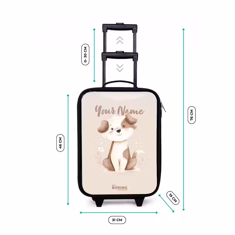 Hond in de kleuren bruin en beige Kinderkoffer - Zwart klein -productfoto_formaten