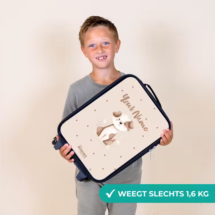 Honden pup omringd door bruine stippen Kinderkoffer - Zwart klein -sfeer4_NL