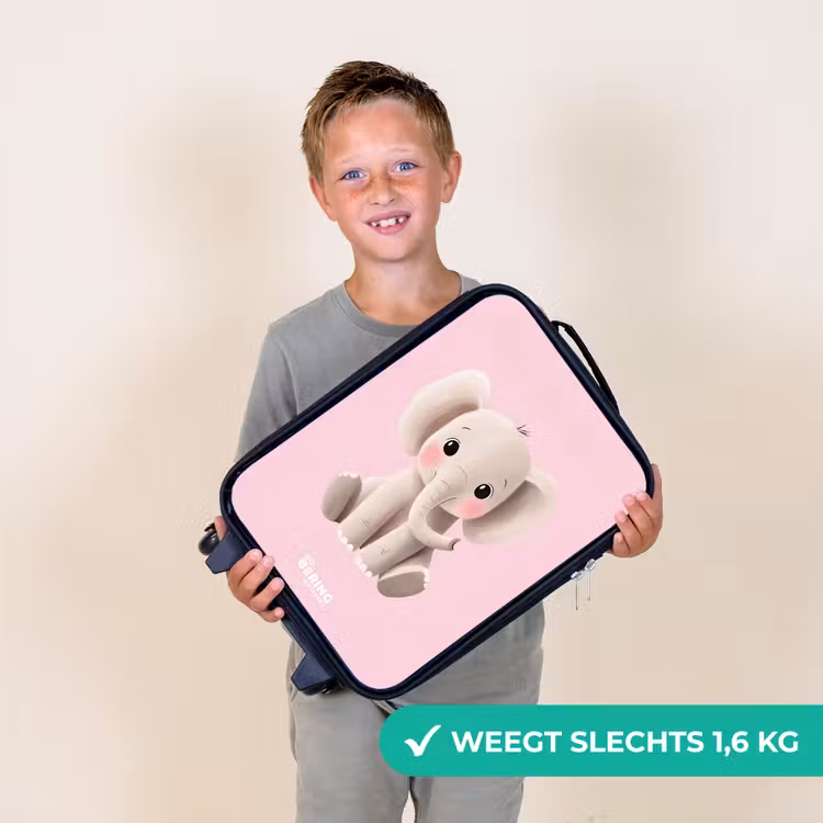 Olifant - Baby - Blosjes - Illustratie Kinderkoffer - Zwart klein -sfeer4_NL