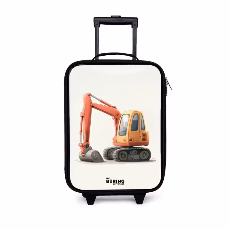 Graafmachine - Getekend - Oranje Kinderkoffer - Zwart klein -3d