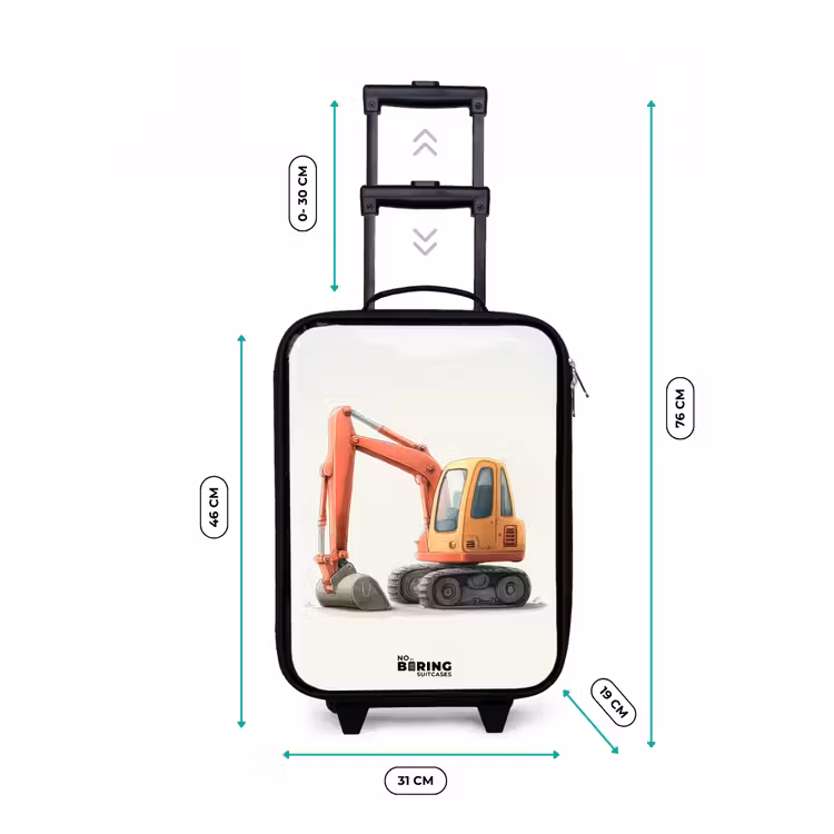 Graafmachine - Getekend - Oranje Kinderkoffer - Zwart klein -productfoto_formaten