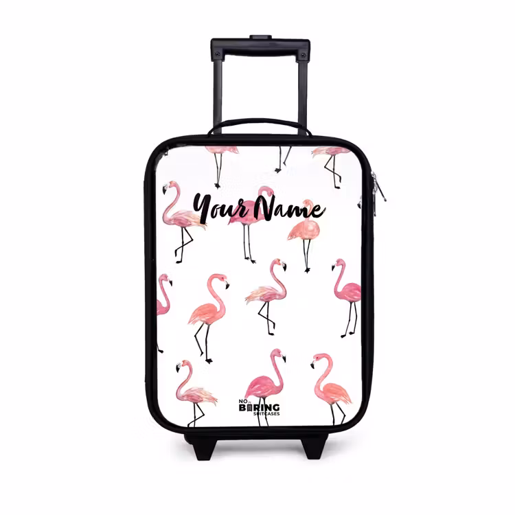Flamingo feestje Kinderkoffer - Zwart klein -3d