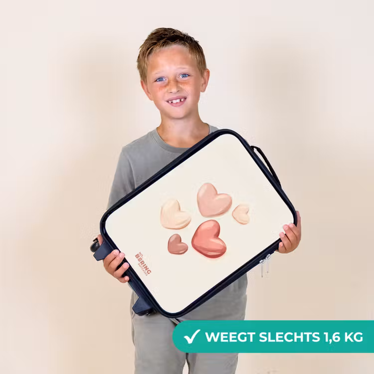 Zwevende harten in zachte rode en roze tinten Kinderkoffer - Zwart klein -sfeer4_NL
