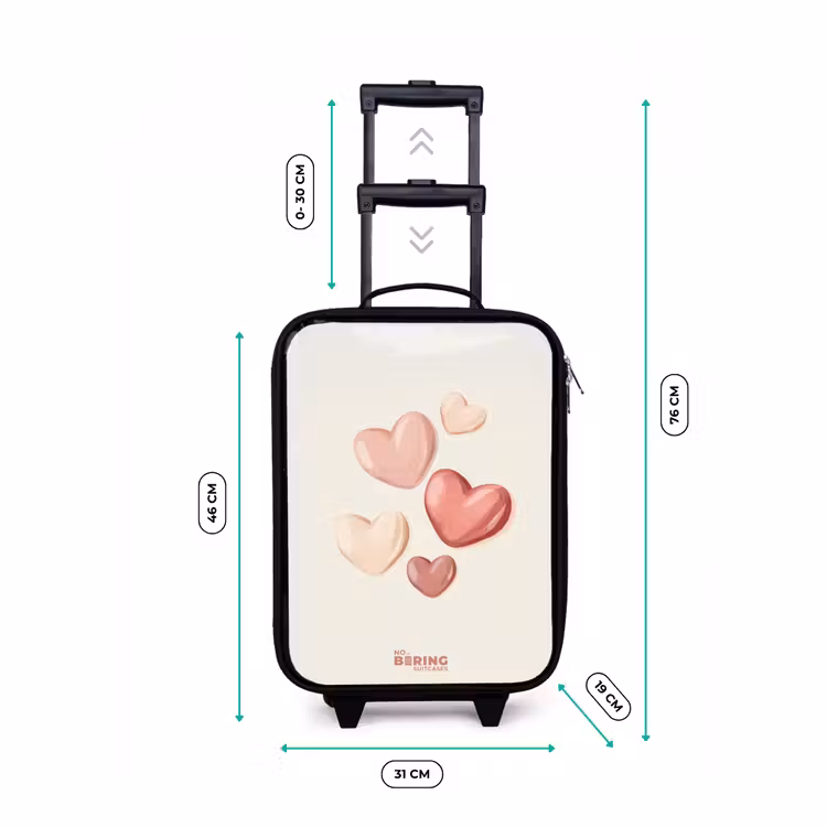 Zwevende harten in zachte rode en roze tinten Kinderkoffer - Zwart klein -productfoto_formaten