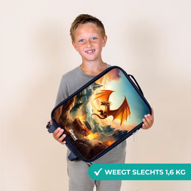Vliegende draak boven vurige bergweg Kinderkoffer - Zwart klein -sfeer4_NL
