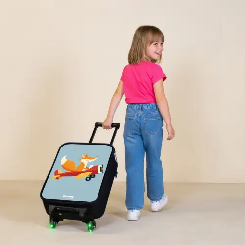 Vos - Vliegtuig - Vliegen Kinderkoffer - Zwart klein -sfeer1