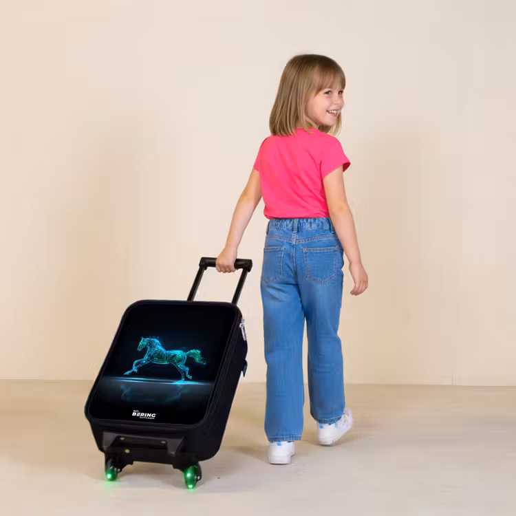 Futuristisch galopperend paard Kinderkoffer - Zwart klein -sfeer1