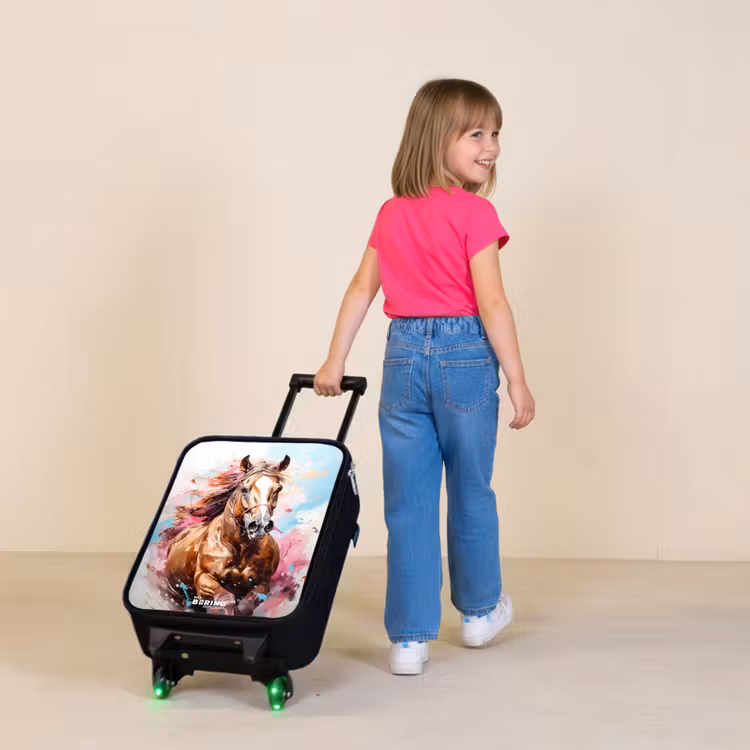 Galopperend paard met kleurrijke achtergrond Kinderkoffer - Zwart klein -sfeer1