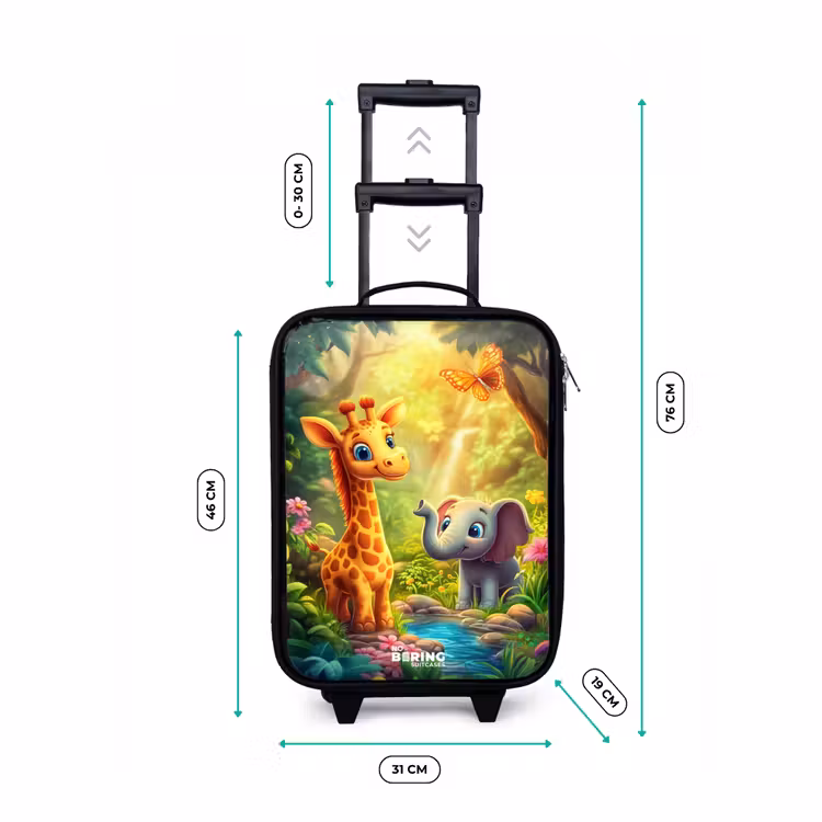Giraf en olifant bij beekje in de Jungle Kinderkoffer - Zwart klein -productfoto_formaten