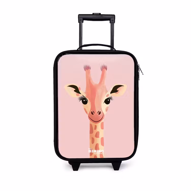 Giraffe - Wimpers - Minimalistisch - Roze Kinderkoffer - Zwart klein -3d