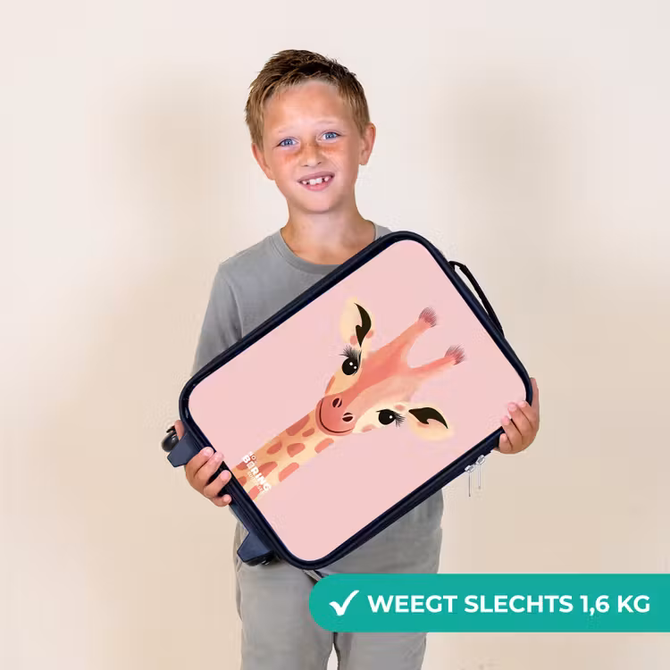 Giraffe - Wimpers - Minimalistisch - Roze Kinderkoffer - Zwart klein -sfeer4_NL