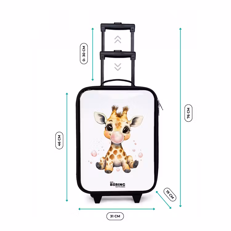 Giraffe met roze kauwgombal Kinderkoffer - Zwart klein -productfoto_formaten