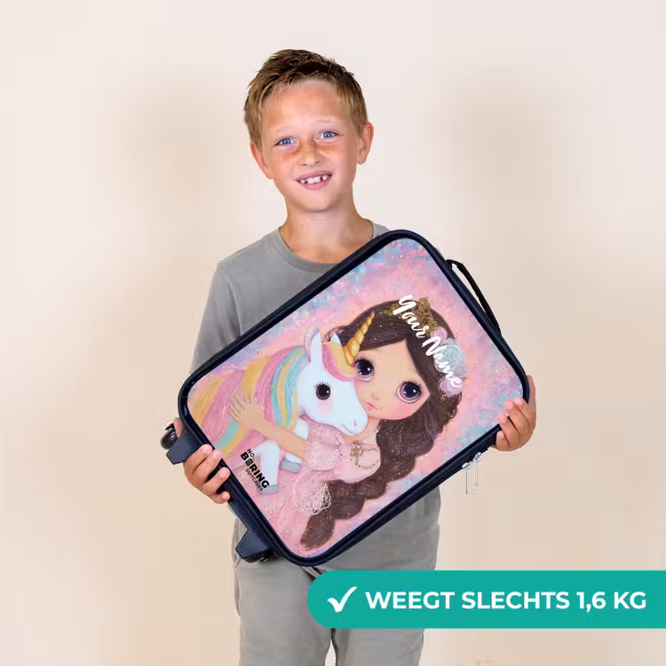 Meisje - Eenhoorn - Glitter Kinderkoffer - Zwart klein -sfeer4_NL