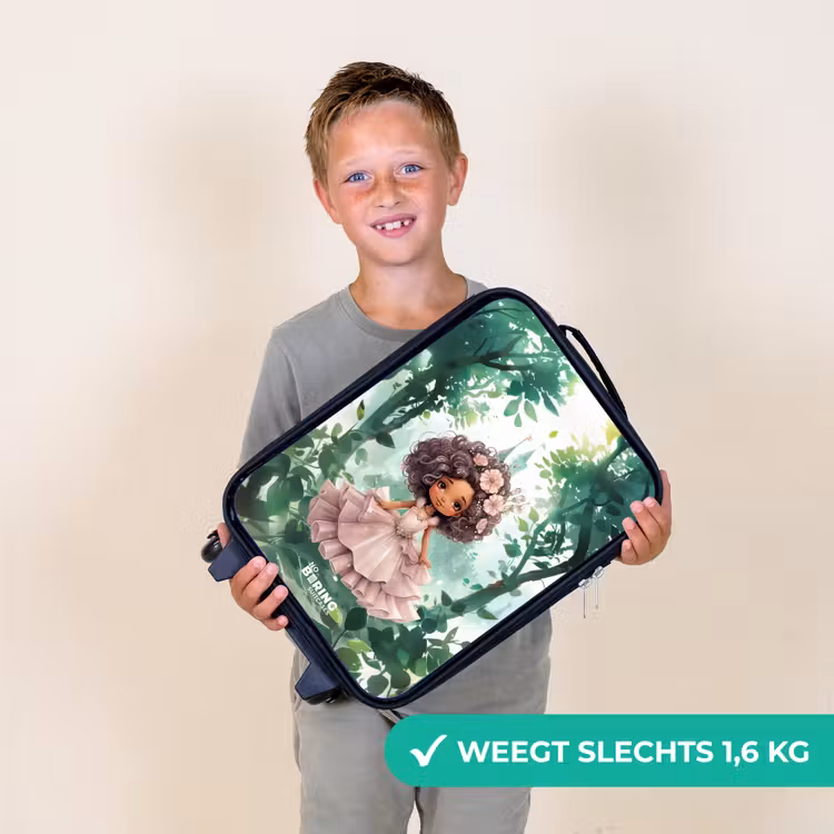 Meisje met donkere krullen in het bos Kinderkoffer - Zwart klein -sfeer4_NL