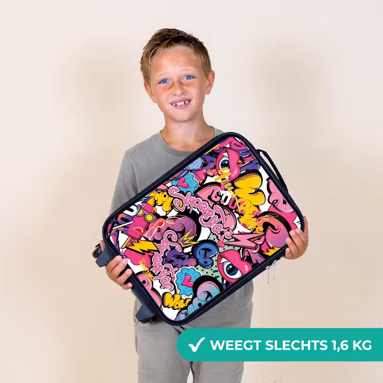 Girly graffiti Kinderkoffer - Zwart klein -sfeer4_NL
