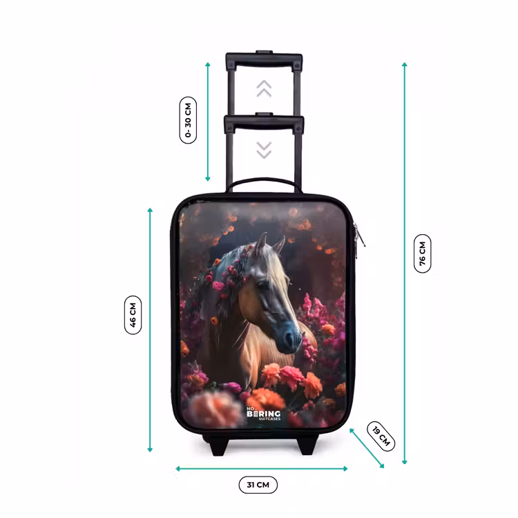 Goudbruin paard tussen de bloemen Kinderkoffer - Zwart klein -productfoto_formaten