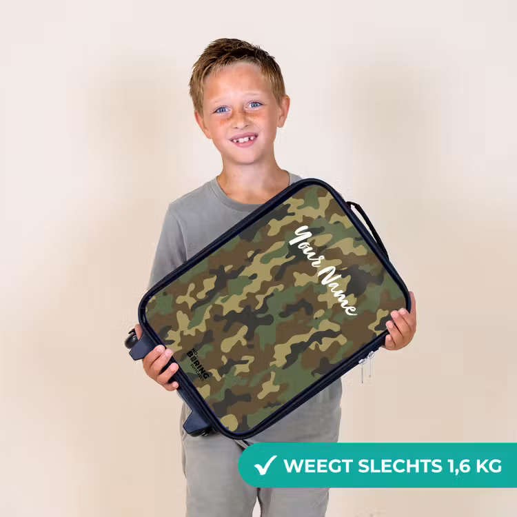 Groene camouflage met zandkleur Kinderkoffer - Zwart klein -sfeer4_NL