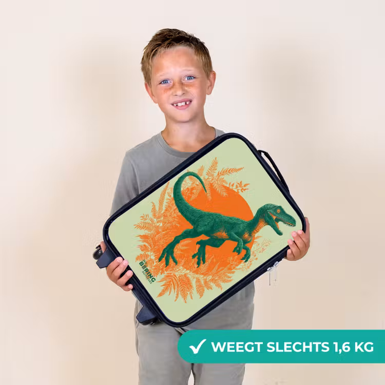 Groene dino tussen varens Kinderkoffer - Zwart klein -sfeer4_NL