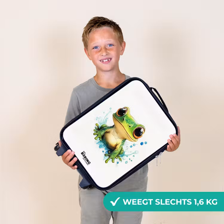 Groene kikker met grote ogen op witte achtergrond Kinderkoffer - Zwart klein -sfeer4_NL