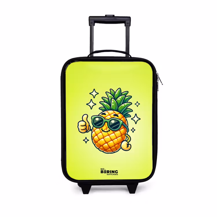 Blije ananas met groene achtergrond Kinderkoffer - Zwart klein -3d