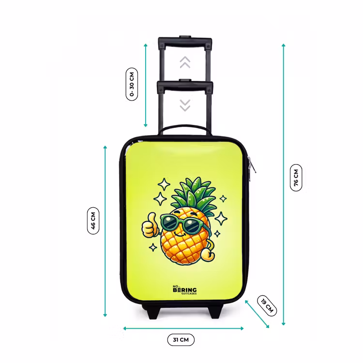 Blije ananas met groene achtergrond Kinderkoffer - Zwart klein -productfoto_formaten
