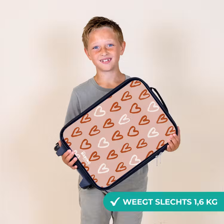 Hartjes patroon in roze en wit Kinderkoffer - Zwart klein -sfeer4_NL