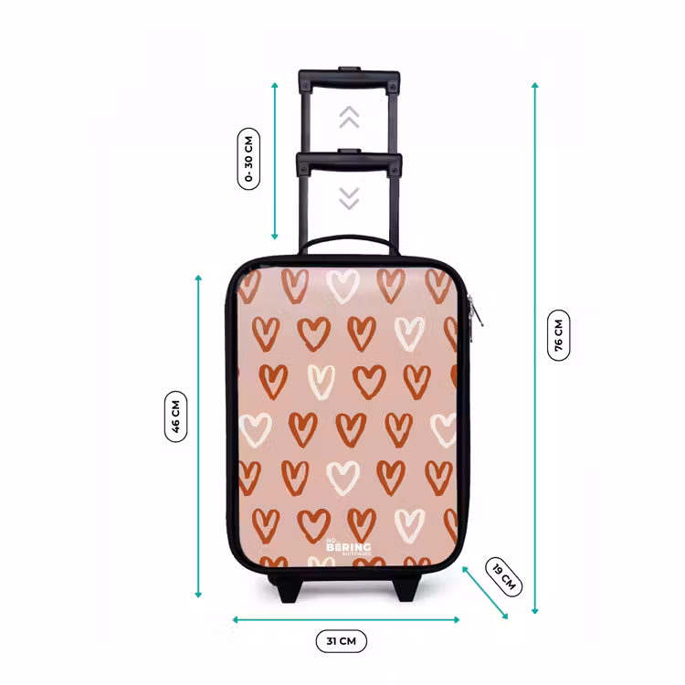Hartjes patroon in roze en wit Kinderkoffer - Zwart klein -productfoto_formaten
