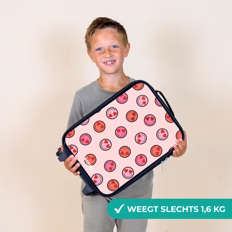 Hartje - Smiley - Patroon Kinderkoffer - Zwart klein -sfeer4_NL