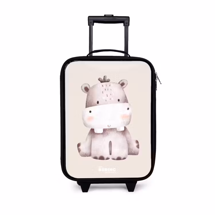 Nijlpaard op beige achtergrond illustratie Kinderkoffer - Zwart klein -3d