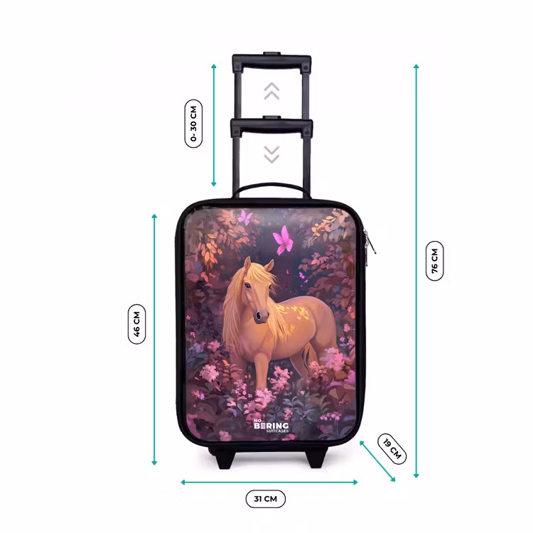 Paard - Bloemen - Paars - Vlinder Kinderkoffer - Zwart klein -productfoto_formaten