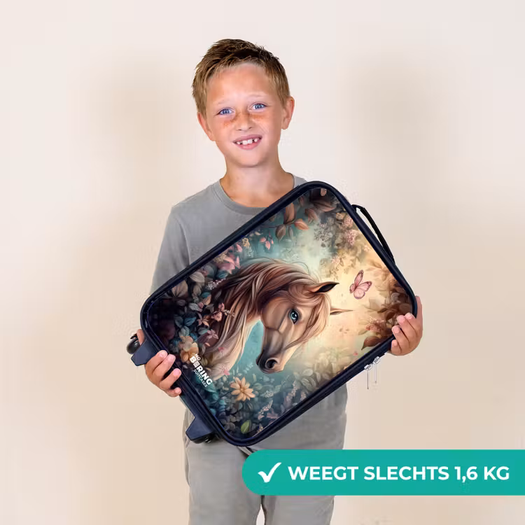 Paard met vlinders in bloementuin Kinderkoffer - Zwart klein -sfeer4_NL