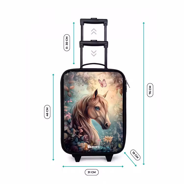 Paard met vlinders in bloementuin Kinderkoffer - Zwart klein -productfoto_formaten