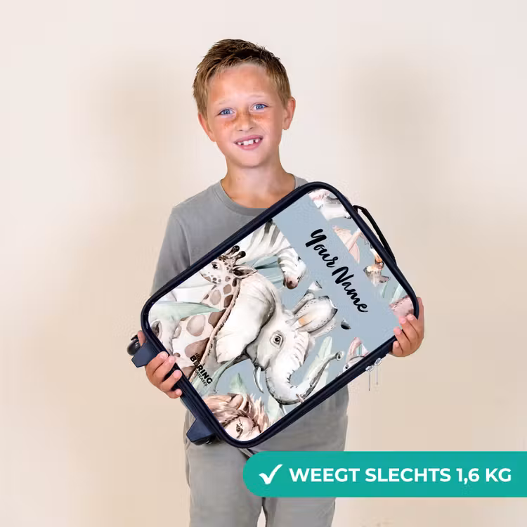 Jungle in Lichte Kleuren Kinderkoffer - Zwart klein -sfeer4_NL
